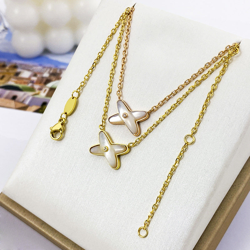 Natural White Shell Female Rose Gold Necklaces