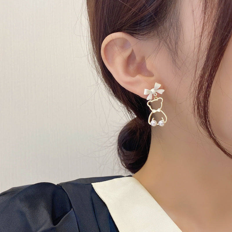 Cute Cartoon Cutout Bear Ear Sweet Earrings