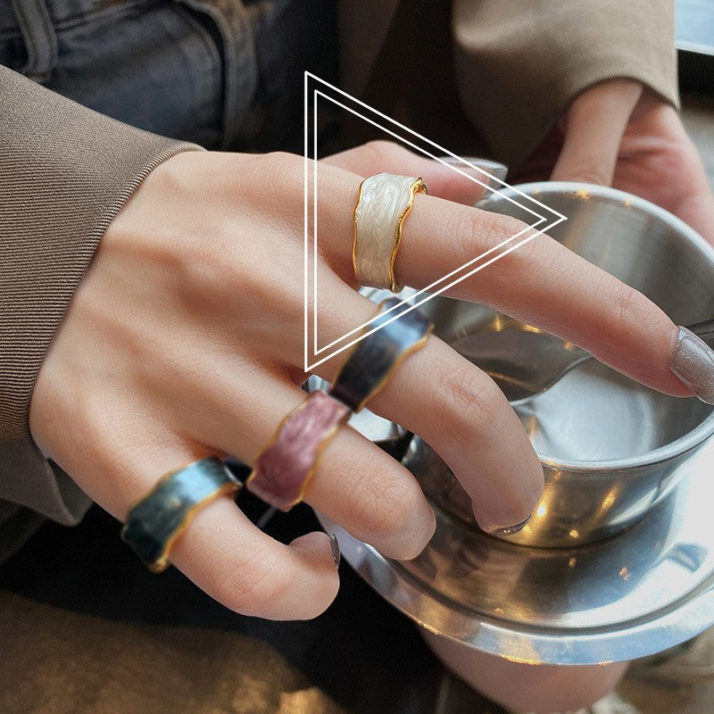 Women's Summer Color Handmade Enamel Glazed Irregular Rings