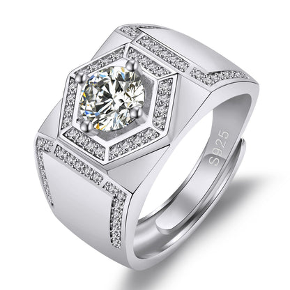 Men's Imitation Moissanite Carat Diamond Platinum Plated Rings