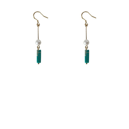 Handmade Design Sier Needle Plated Synthetic Turquoise Female Earrings
