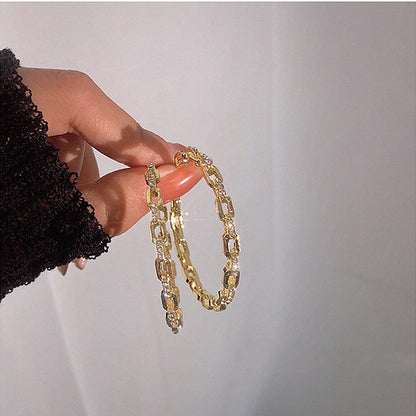 Sier Needle Korean Style Full Diamond Earrings