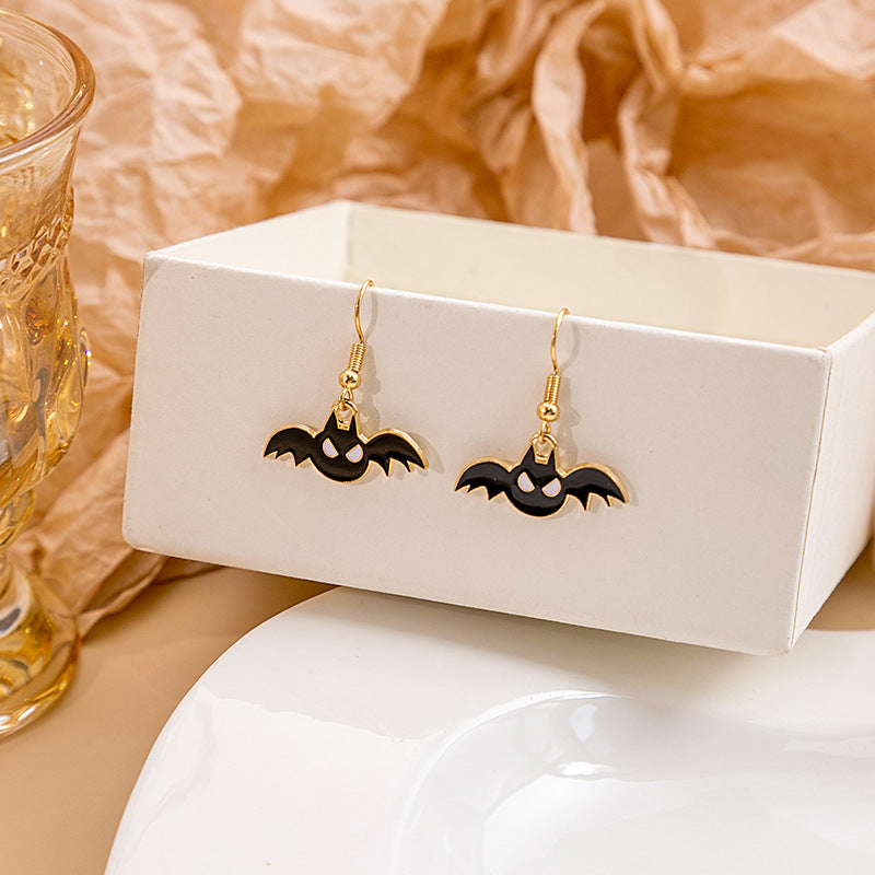 Halloween Bat Pumpkin Funny Horror Skull Eye Beads Earrings