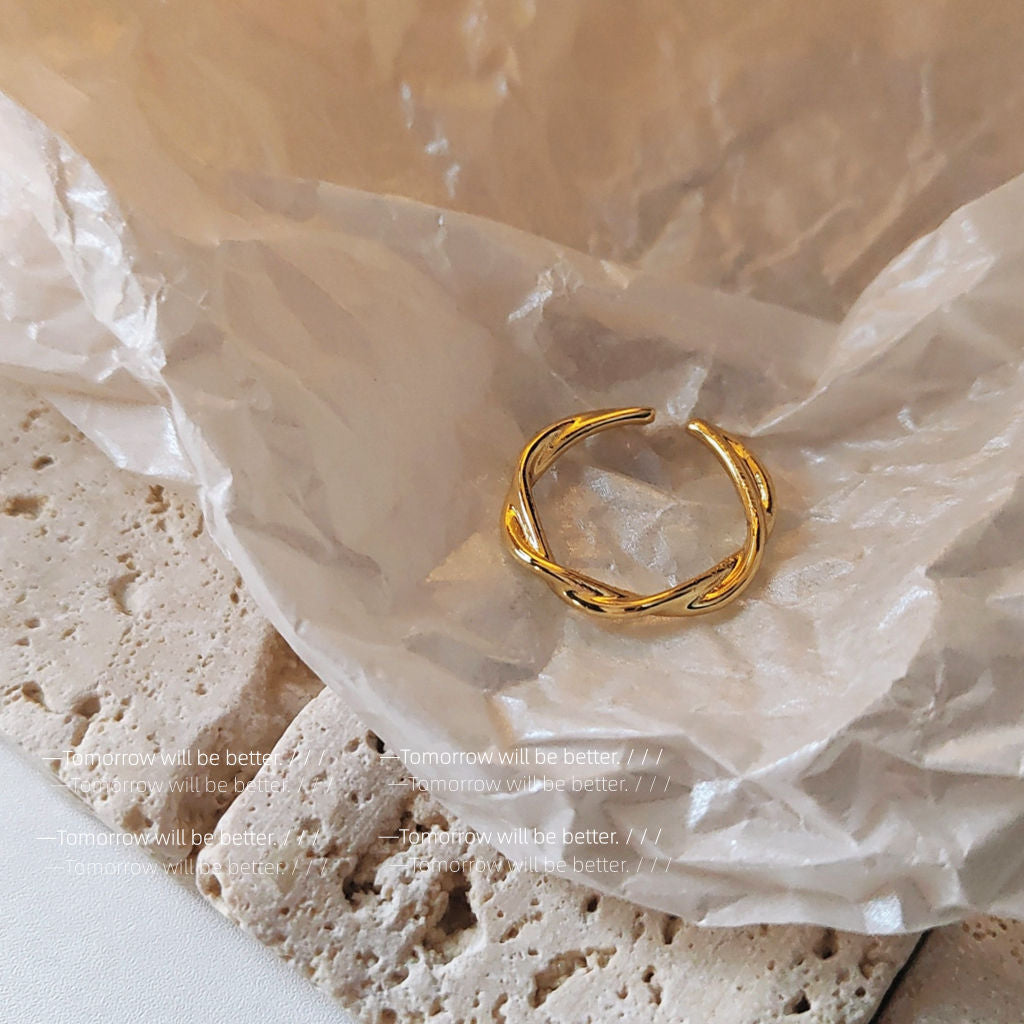 Twist Shape Plated Gold Advanced Sense Opening Rings