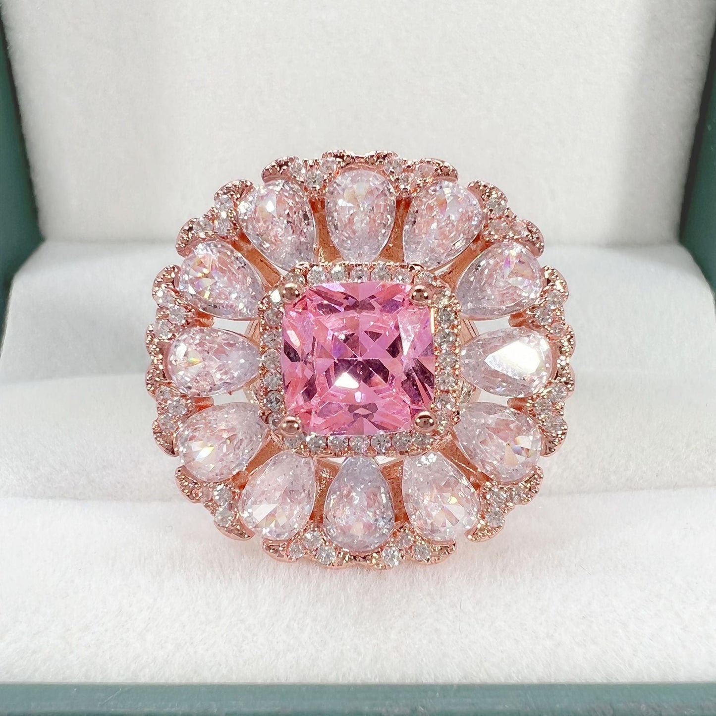 Zircon Princess Square Diamond Tourmaline Color Rings