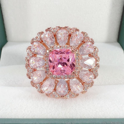 Zircon Princess Square Diamond Tourmaline Color Rings