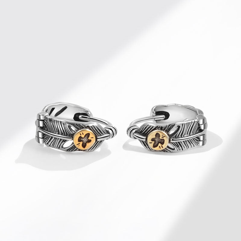 Thai Sier Unisex Style Street Feather Ear Rings