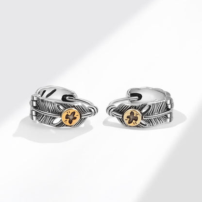 Thai Sier Unisex Style Street Feather Ear Rings