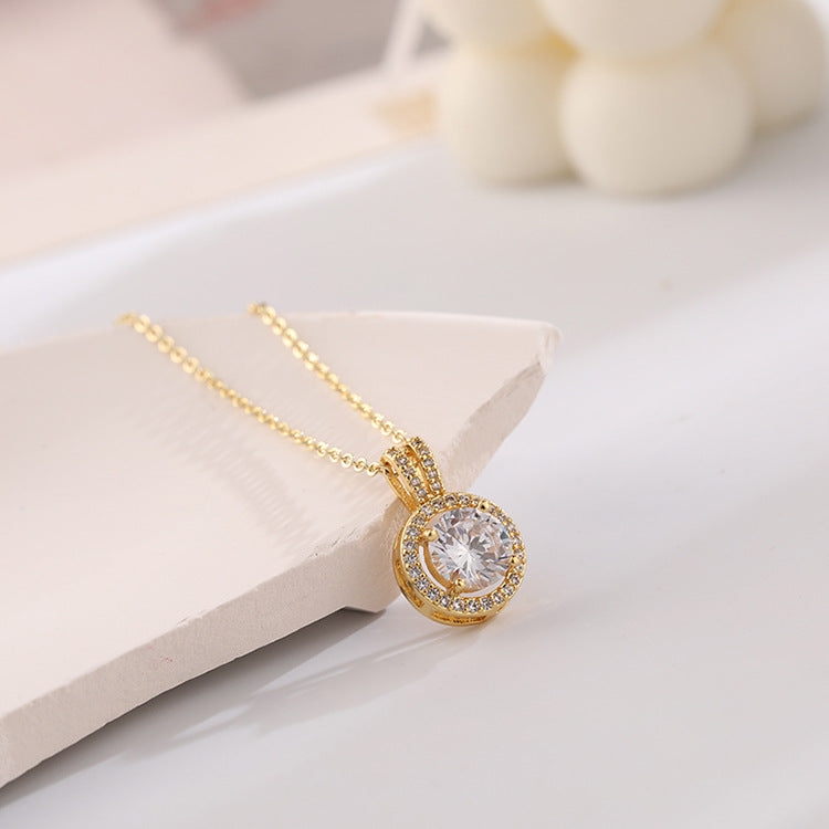 Women's Fashion Zircon Ornament Gold Plated Titanium Steel Clavicle Necklaces