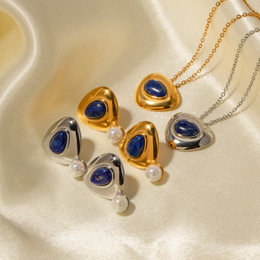 Summer Style French Vintage Inlaid Lapis Necklaces
