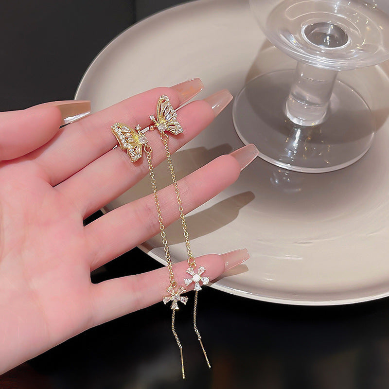 Ear Hanging Female Sier Needle Light Luxury Minority Earrings