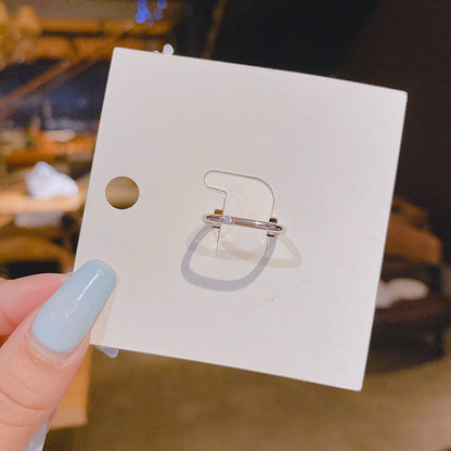 Micro Inlaid Zircon Couple Small Square Finger Pair Of Rings