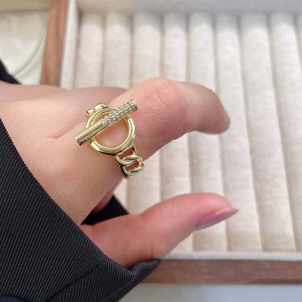 Women's Luxury Fashion Opening Zircon Adjustable Gold Rings