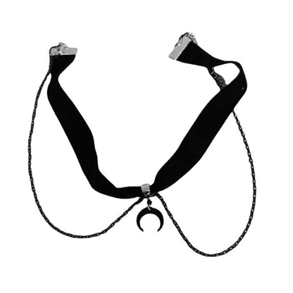 Women's Gothic Black Veet Chain Crescent Punk Halloween Necklaces