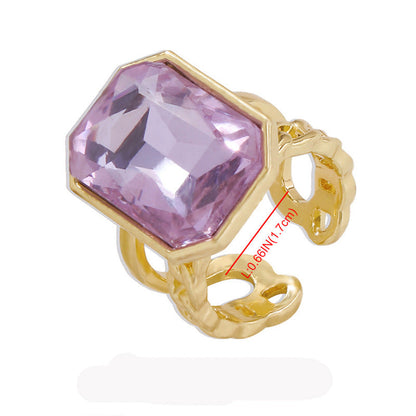 Square Gemstone Female Temperament Personality Retro Rings