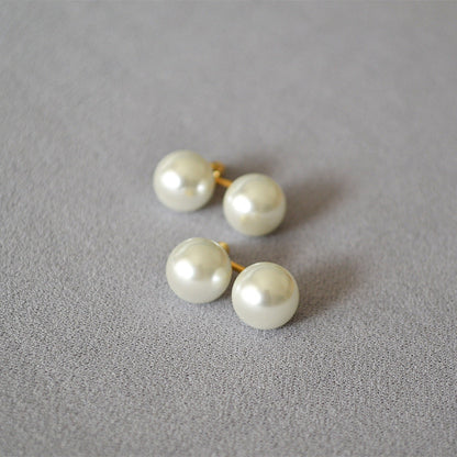 Women's Style Chic Elegant Double Pearl Detachable Sier Pin Earrings