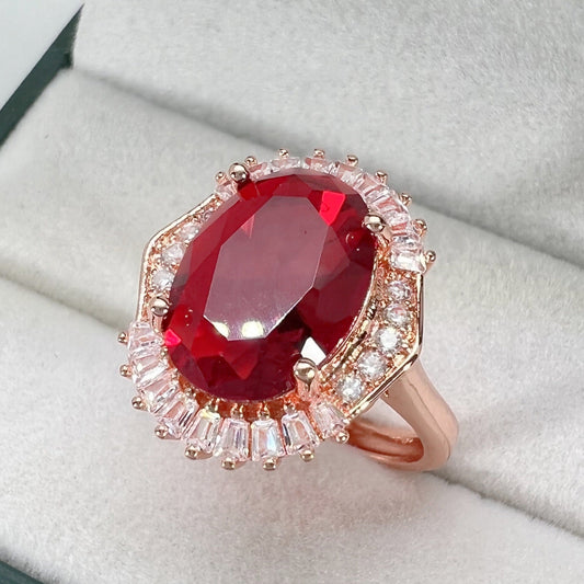 Broadcast Rose Gold Plated Sparking Zirconium Ladder Square Diamond Rings