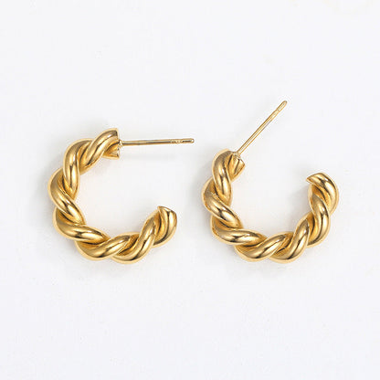 Steel Creative Geometric Letters Shaped Gold Earrings