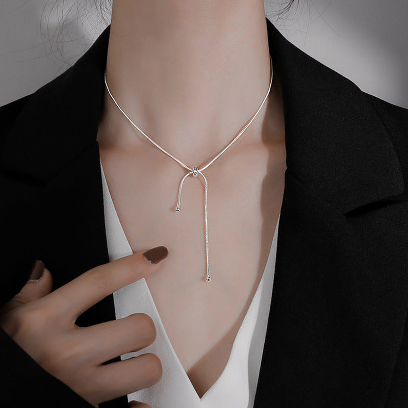 Style Elegant Round Beads Drawstring Design High-grade Sense Necklaces