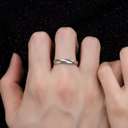 Sier Love Simple Wave Texture Valentine's Rings