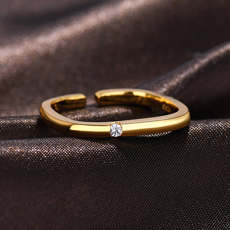 Artistic Gold Plated Square Open Ms. Rings