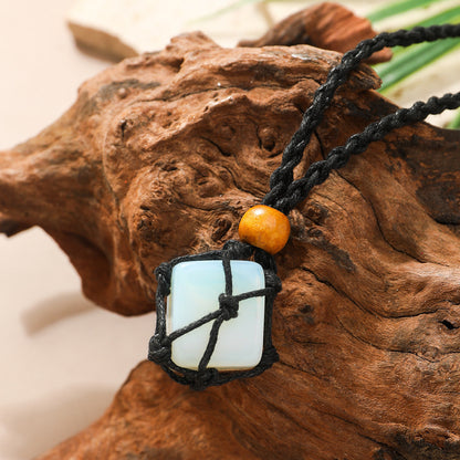 Particle Irregular Natural Stone Pendant Mesh Necklaces