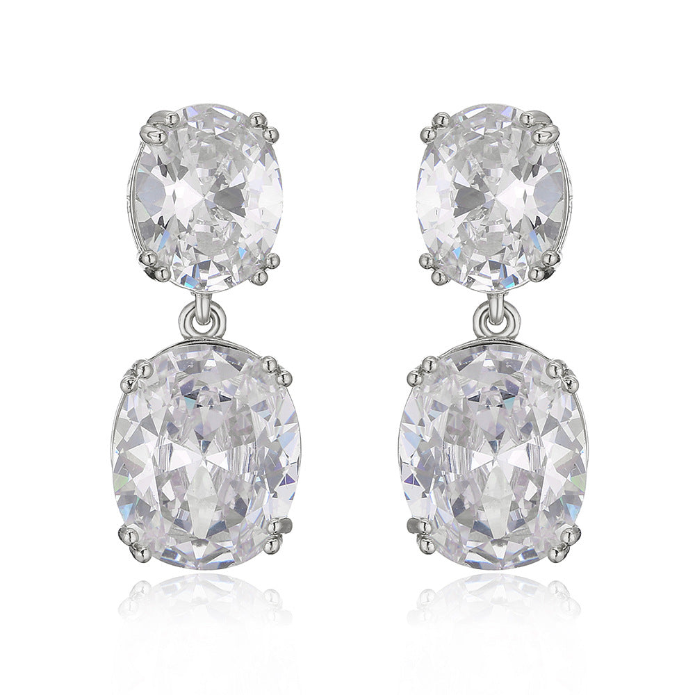 Autumn Personality Retro Oval Zircon Female Earrings