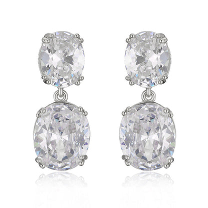 Autumn Personality Retro Oval Zircon Female Earrings