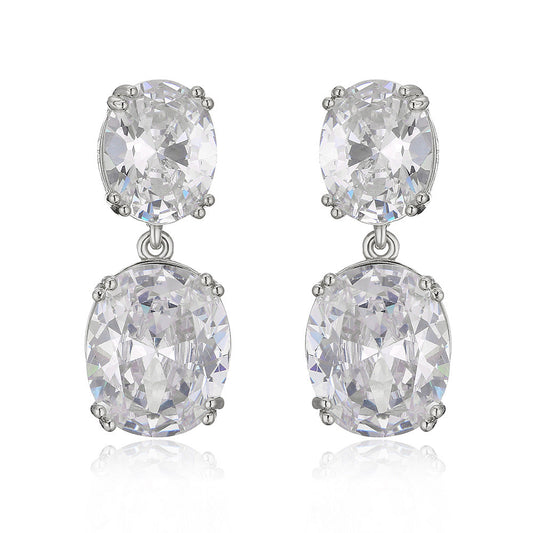 Autumn Personality Retro Oval Zircon Female Earrings
