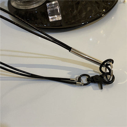 Women's & Men's And Accessories Design Functional Leather Rope Button Necklaces