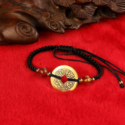 Rope Braid Six Words Mantra Agate Beads Dynasty Bracelets