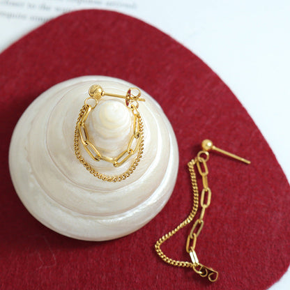 Indifference Trend Tassel Chain Titanium Steel Earrings