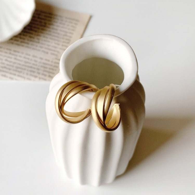 Gold Word Ear Simple Graceful Matte Rings
