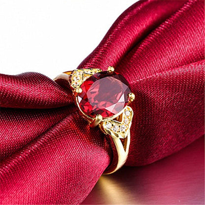 Women's Style Gold-plated Open Garnet Setting Adjustable Rings