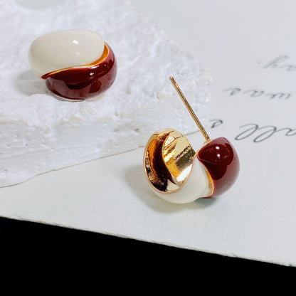 Women's Style Half Winding Dripping Sier Needle Earrings