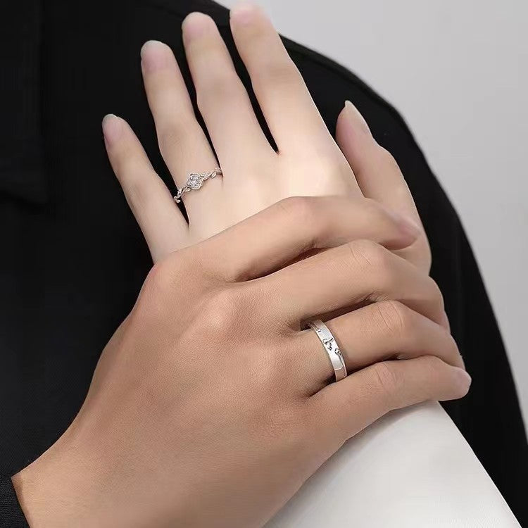 Women's & Men's Prince And Rose Couple One Pair Fashion Fresh Open Rings
