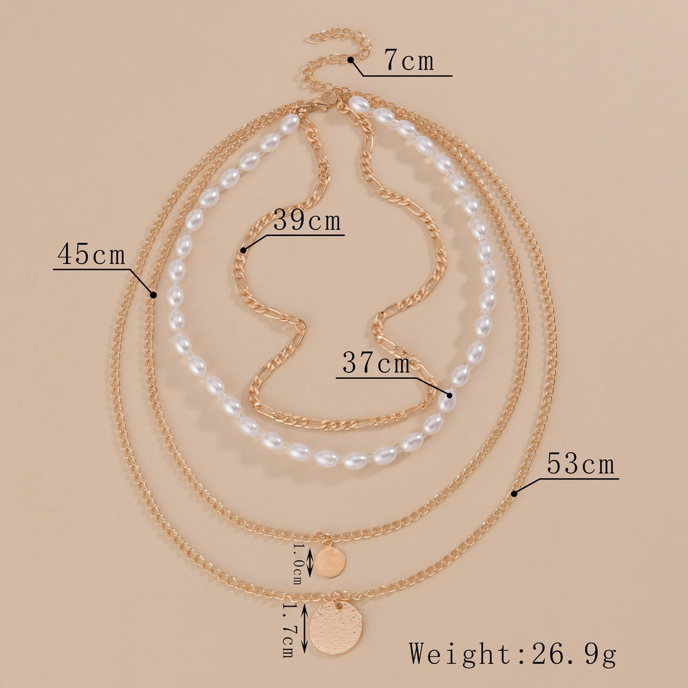 Women's Personality Twin Style Round Pendant Short Necklaces