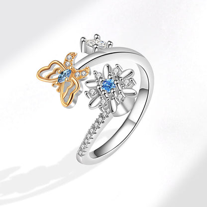 Spinning Snowflake Open Style Fancy Shape Rings