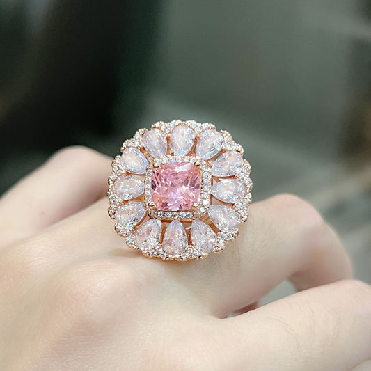 Zircon Princess Square Diamond Tourmaline Color Rings