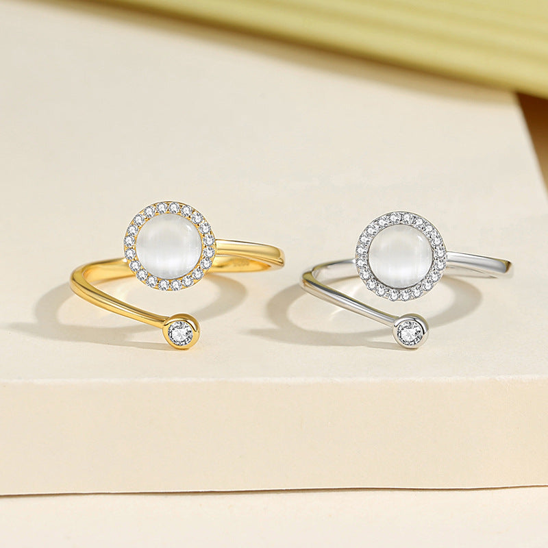 Women's Diamond Sier Geometric Design High Sense Rings