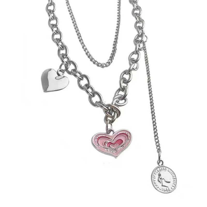 Love Titanium Steel Female Summer Clavicle Chain Heart-shaped Dripping Necklaces