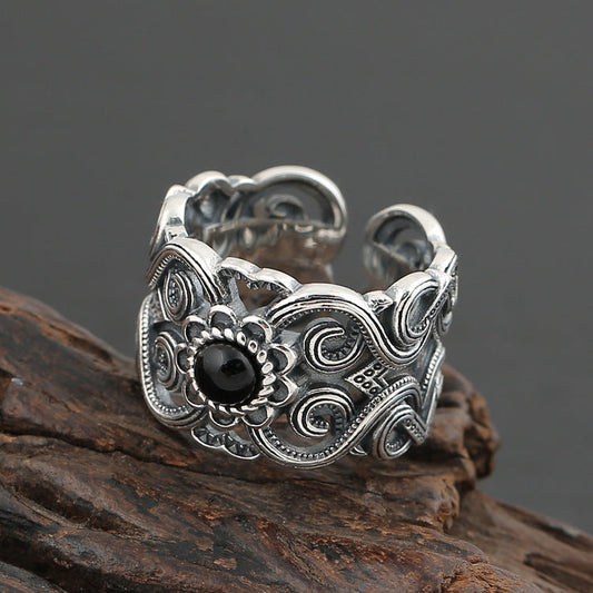 Men's Sier Vintage Creative Trendy Personalized Ethnic Rings