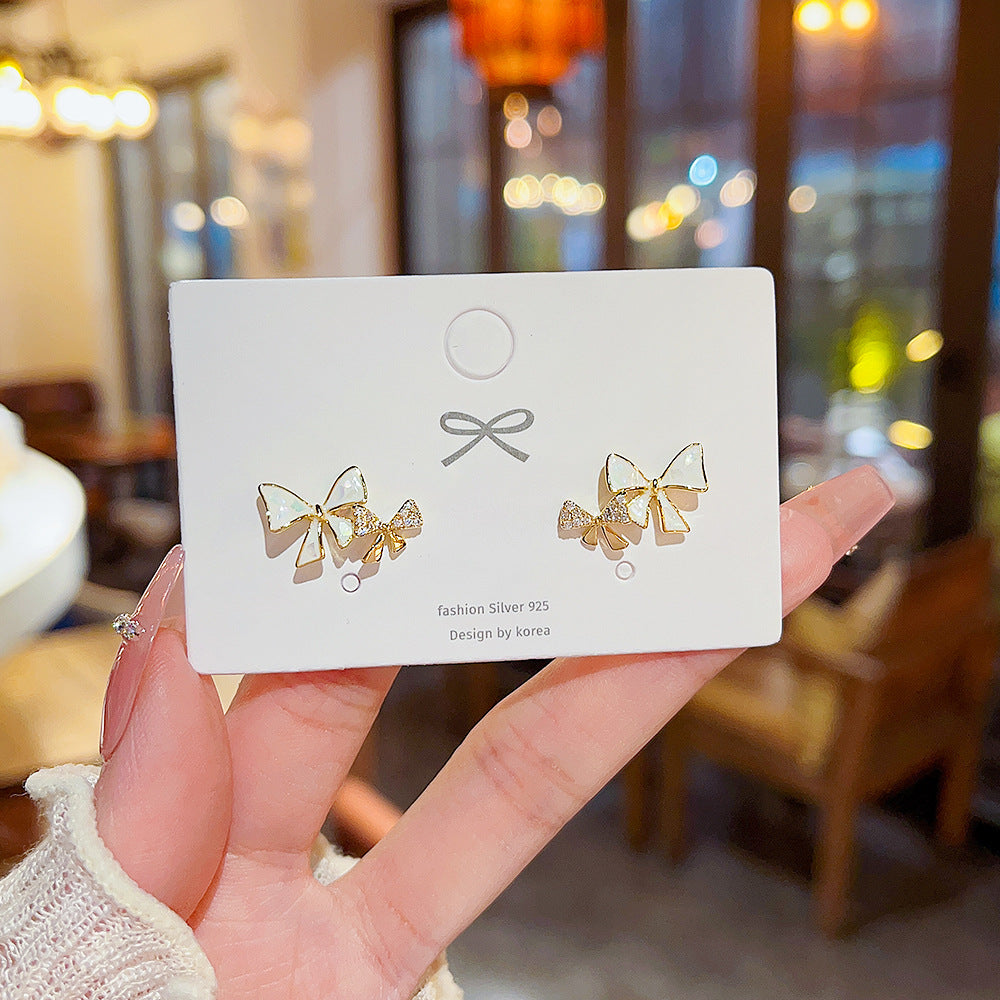 Needle Elegant Zircon Butterfly Female Summer Niche Earrings