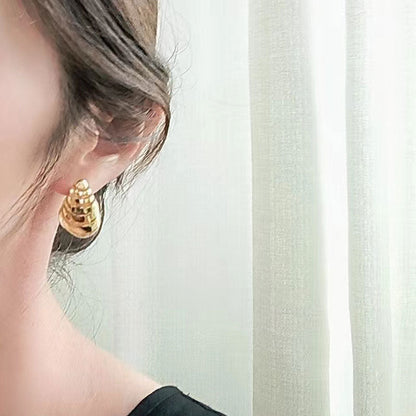 Women's Spiral Pattern Shaped Water Drop Ear Fashion Earrings