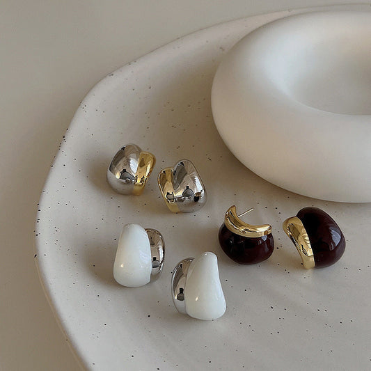 Dripping Metal Female Niche Retro Personality And Earrings