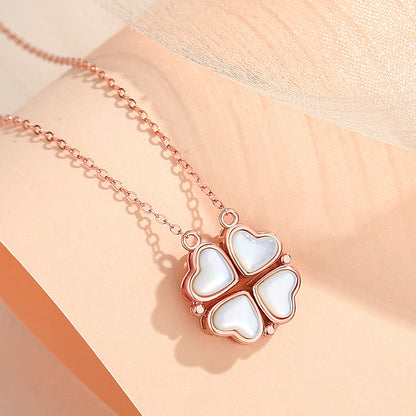 Women's Clover Mori Style Rose Gold Fritillary Necklaces