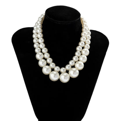 Women's Exaggerated Big Pearl Grace Clavicle Chain Necklaces
