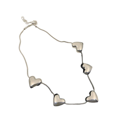 Cold Style Sier Love Female Temperament Heart-shaped Collarbone Necklaces