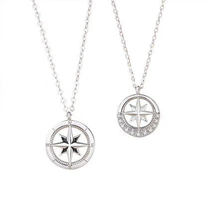 Awn Star Compass Couple Pair Of Necklaces