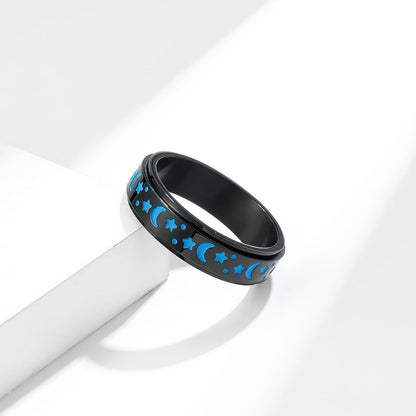 Women's & Men's & Titanium Steel Rotatable Luminous Decompression Anxiety Rings